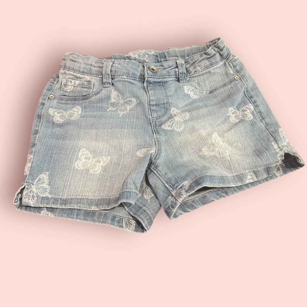 Girls Butterfly Print Denim Shorts
